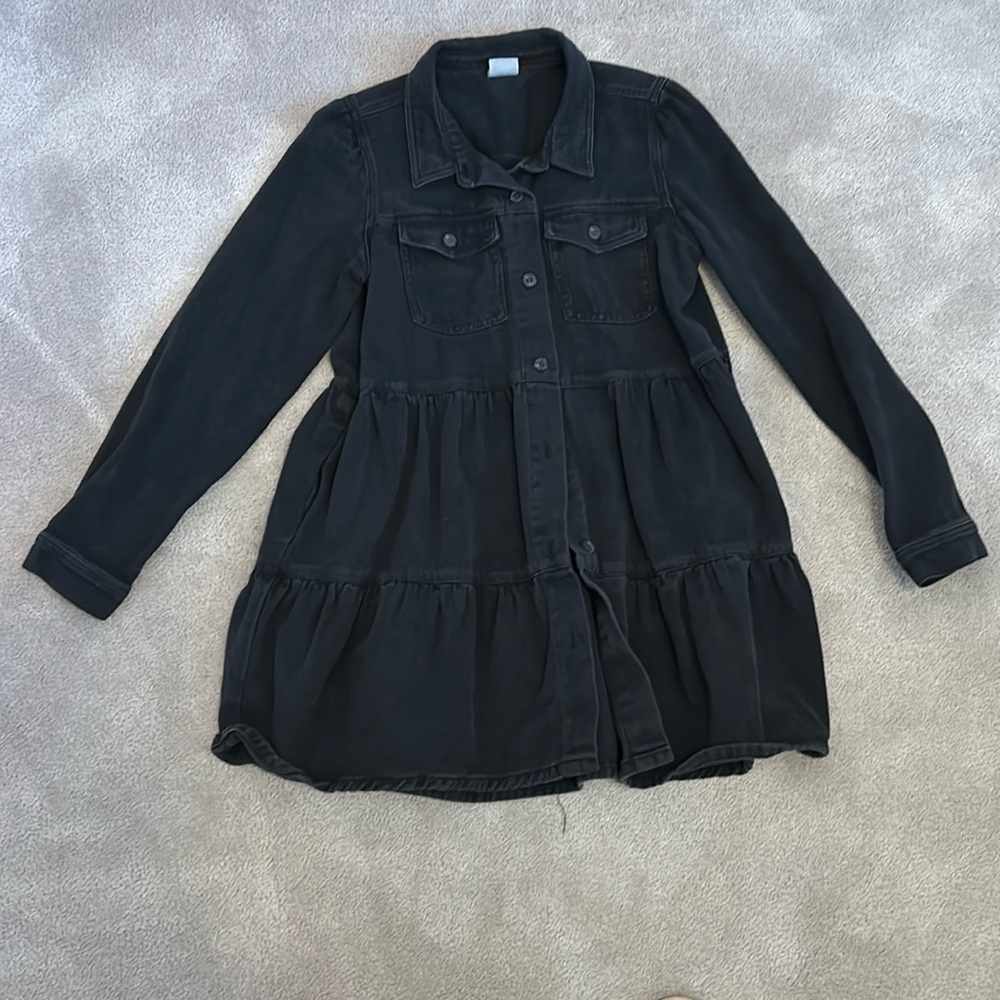 Black corduroy long sleeve dress with pockets size large